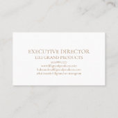 Gold & White Simple Monogram Business Card Visitenkarte (Rückseite)