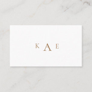 Gold & White Simple Monogram Business Card Visitenkarte