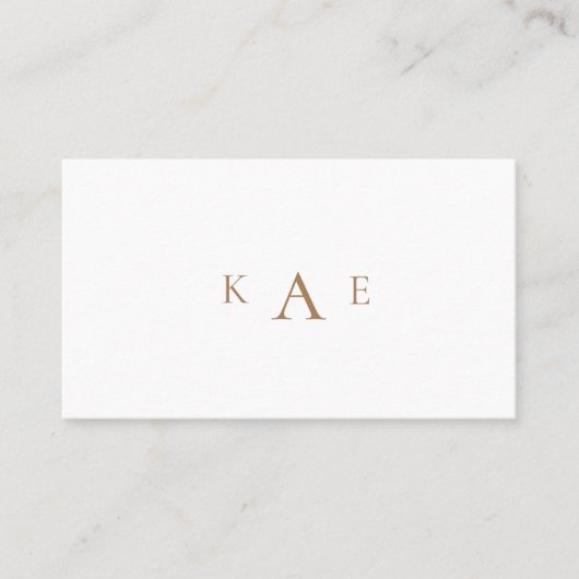 Gold & White Simple Monogram Business Card Visitenkarte (Vorderseite)