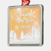Gold White Snow House Frohe Weihnachten Ornament Aus Metall (Links)