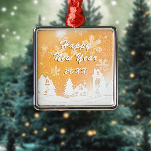 Gold White Snow House Frohe Weihnachten Ornament Aus Metall