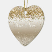 Gold White Sparkle Glitzer Peace Liebe Keramik Ornament (Links)