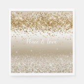 Gold White Sparkle Glitzer Peace Liebe     Serviette (Vorderseite)