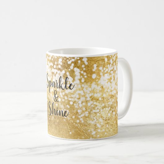 Gold White Sparkle Shine Kaffeetasse (VorderseiteRechts)