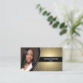 Gold White Spiral Numbers Custom Foto QR Code Visitenkarte (Stehend Vorderseite)