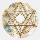 Gold White Star Of David Abstract Modern Trendy Runder Aufkleber (Vorderseite)