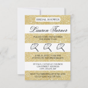 Gold & White Streifen -3x5 Bridal Dusche Einladung
