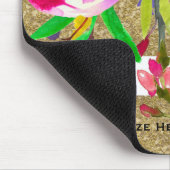 Gold White Stripes Bold Glam Floral Botanisch Mousepad (Ecke)