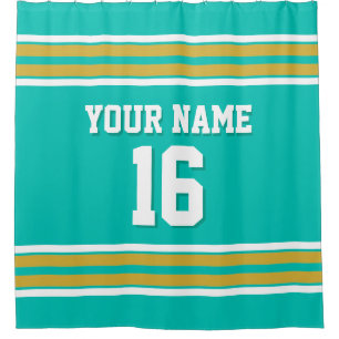 Gold White Stripes Sports Jersey Duschvorhang