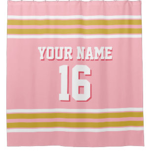Gold White Stripes Sports Jersey Duschvorhang