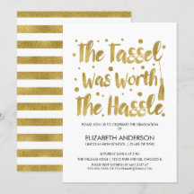 Gold & White Tassel Abschluss Card