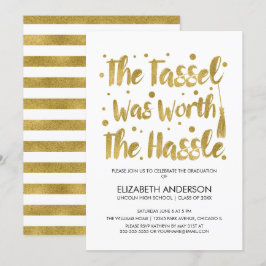 Gold & White Tassel Abschluss Card Einladung