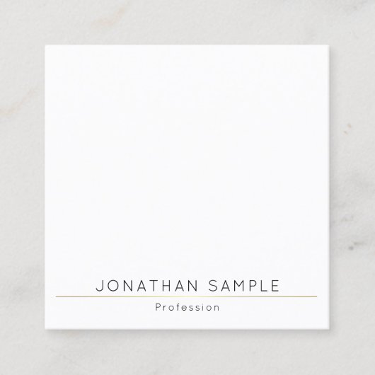 Gold White Template Moderne Elegantes einfaches De Quadratische Visitenkarte (Vorderseite)
