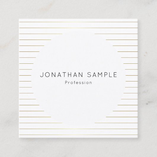 Gold White Template Moderne Elegantes einfaches De Quadratische Visitenkarte (Vorderseite)