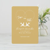 Gold White, Travel, Elegante Hochzeit Save the Dat (Stehend Vorderseite)