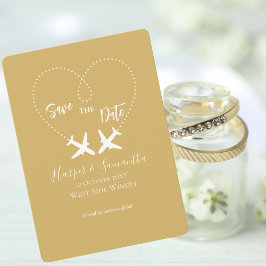 Gold White, Travel, Elegante Hochzeit Save the Dat
