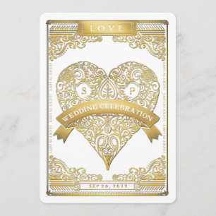Gold White Vegas Spielkarte Herzenslust Einladung