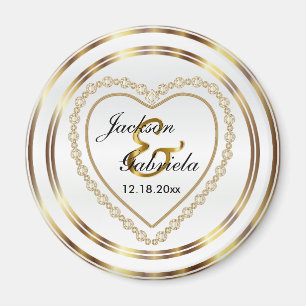 Gold & White Wedding / Jubiläumsgedanken Magnet