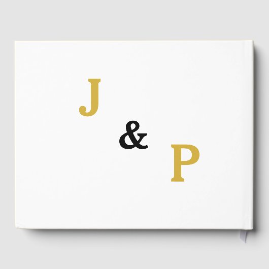 Gold White Wedding Monogram Gästebuch (Rückseite)
