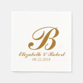 Gold White Wedding Monogram Serviette (Vorderseite)