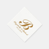 Gold White Wedding Monogram Serviette (Ecke)