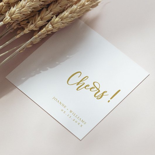 Gold & White Wedding Napkins Elegantes Cheers Desi Serviette