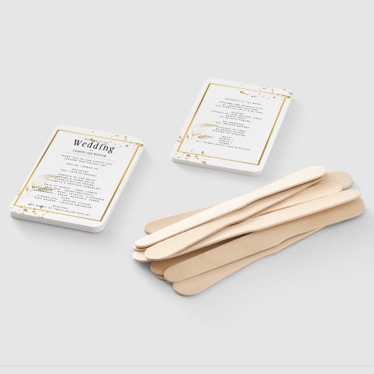 GOLD White Wedding Program Fächer (Non-assembled)