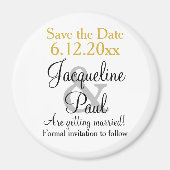 Gold White Wedding Save the Date Magnet (Vorne)