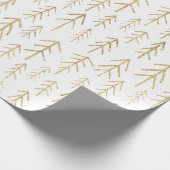 Gold White Winter Tree Muster Geschenkpapier (Ecke)