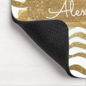 Gold & White Zebra Animal Print mit Gold Glitzer Mousepad (Ecke)