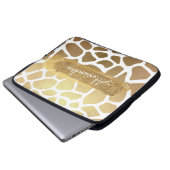 Gold & White Zebra Print mit Gold Glitzer Laptopschutzhülle (Vorne Knopf)