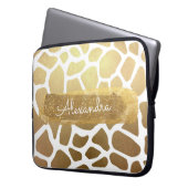 Gold & White Zebra Print mit Gold Glitzer Laptopschutzhülle (Vorderseite Links)