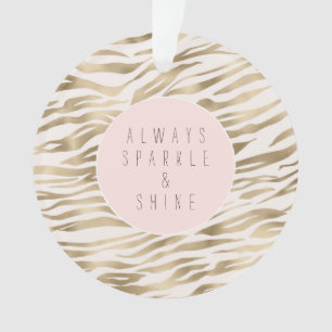 Gold White Zebra Print Ornament