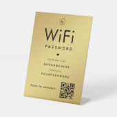 Gold WiFi Password Code Business Logo QR Code Sockelschild (Vorderseite)