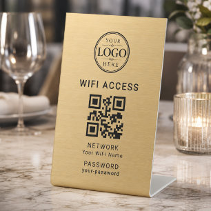 Gold-Wifi-Zugang Geschäft Firmenlogo Sockelschild