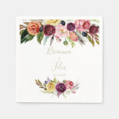 Gold Wild Feather Boho Tropical Floral Wedding Serviette (Vorderseite)