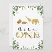 Gold Wild One Safari Tiere Geburtstag Einladung (Rückseite)