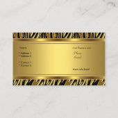 Gold Wild Zebra Black Jewel Look Image Visitenkarte (Rückseite)