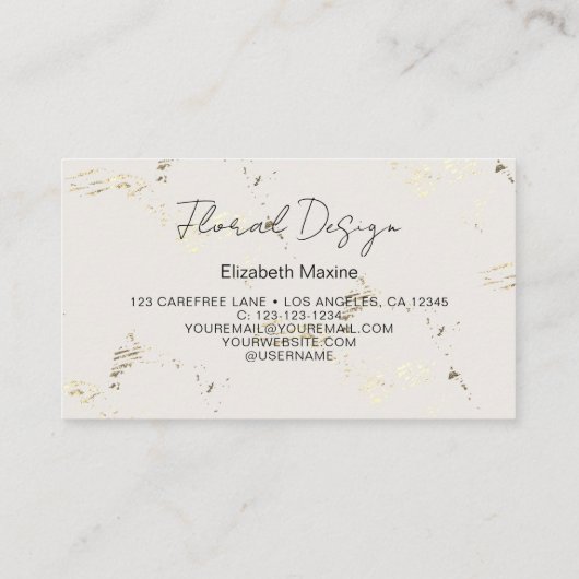 Gold Wildblume Boho Visitenkarte (Rückseite)