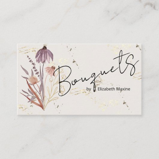 Gold Wildblume Boho Visitenkarte (Vorderseite)