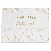 Gold Wildblume Sketch Brautparty Vielen Dank Große Geschenktüte (Vorderseite)