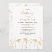 Gold Wildblume Sketch Simple Floral Christening Einladung (Vorne/Hinten)