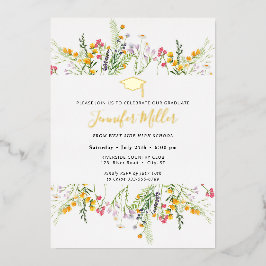 Gold Wildblumen Abschluss Foto auf der Rückseite Folieneinladung