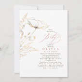 Gold Wildblumen Dusty Pink Chic Baby Dusche Einladung (Vorderseite)