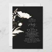 Gold Wildblumen Schwarz-Weiß Geburtstagsparty