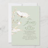 Gold Wildblumen zeigen Green Chic Brautparty Einladung (Vorderseite)