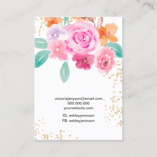 Gold wilde Blumen Logo Schmuck Ohrring Halskette Visitenkarte (Rückseite)