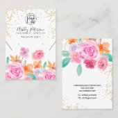 Gold wilde Blumen Logo Schmuck Ohrring Halskette Visitenkarte (Vorne/Hinten)