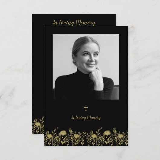 Gold Wildflowers & In Loving Memory Quote Funeral (Vorne/Hinten)