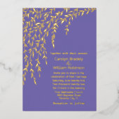 Gold Willows Lavender Wedding Foil Einladung (Vorderseite)